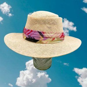 Town Talk Pink Bolero Straw Tropical Festival Sun Hat
